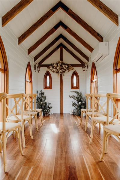 Miss Mabel is a little wedding chapel at Wirreanda Farm in the Grampians available as a wedding location