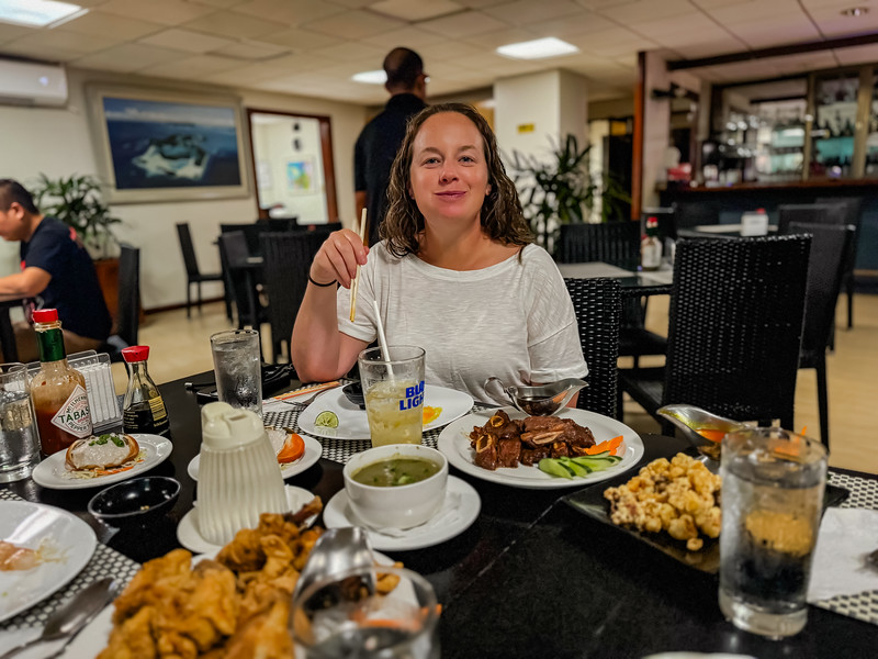 Lina Stock dining at The Penthouse Restaurant in Koror, Palau