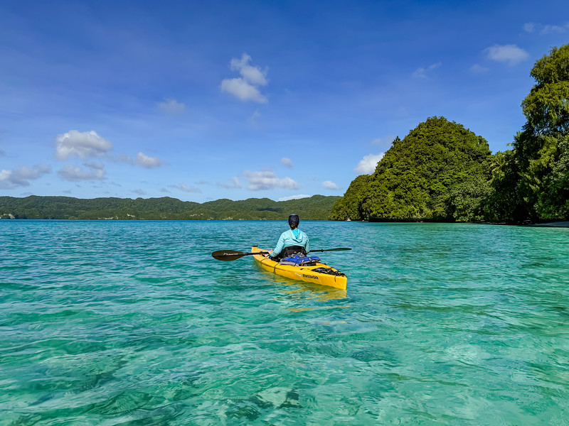 Lina Stock kayaking in the Rock Islands of Palau