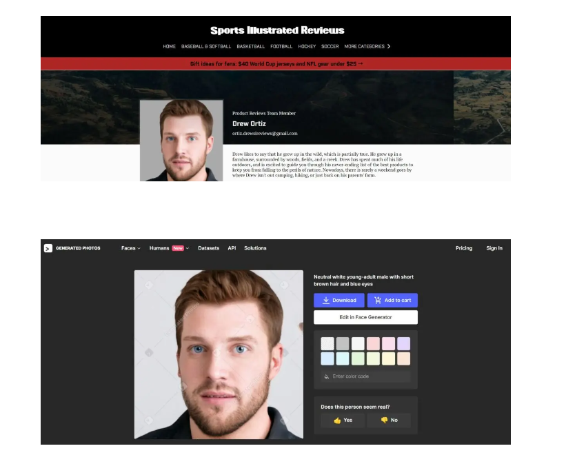 AI-generated writers from Sports Illustrated Reviews