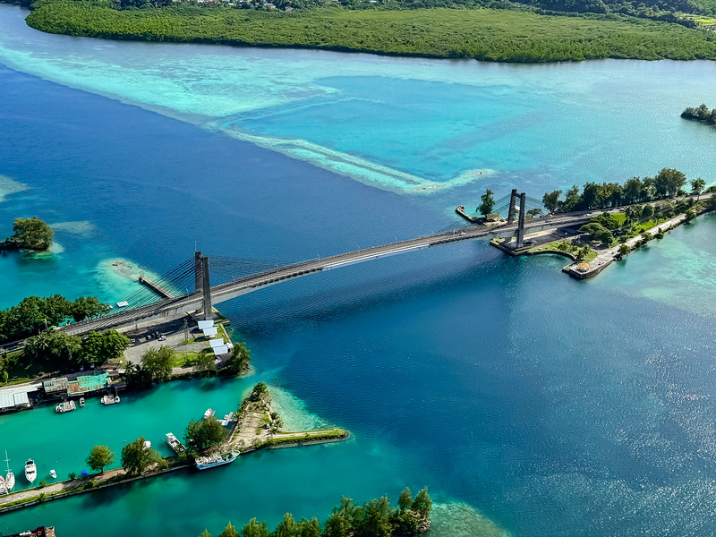 Aerial view of the Japan-Palau friendship bridge in Palau