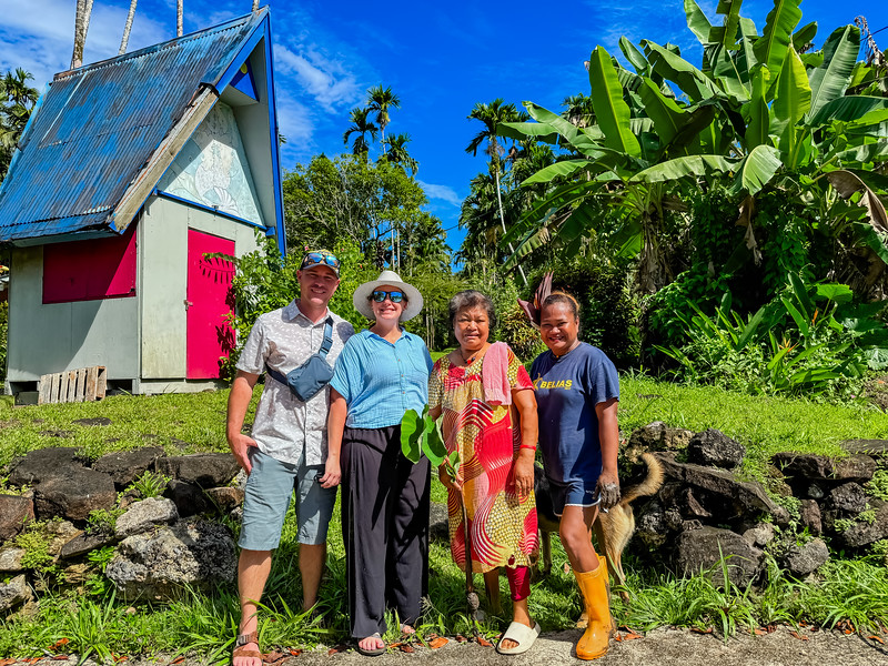 Lina and David Stock with members of Airai village in Palau
