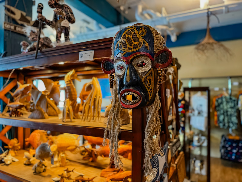 wood mask in a shop in Koror, Palau