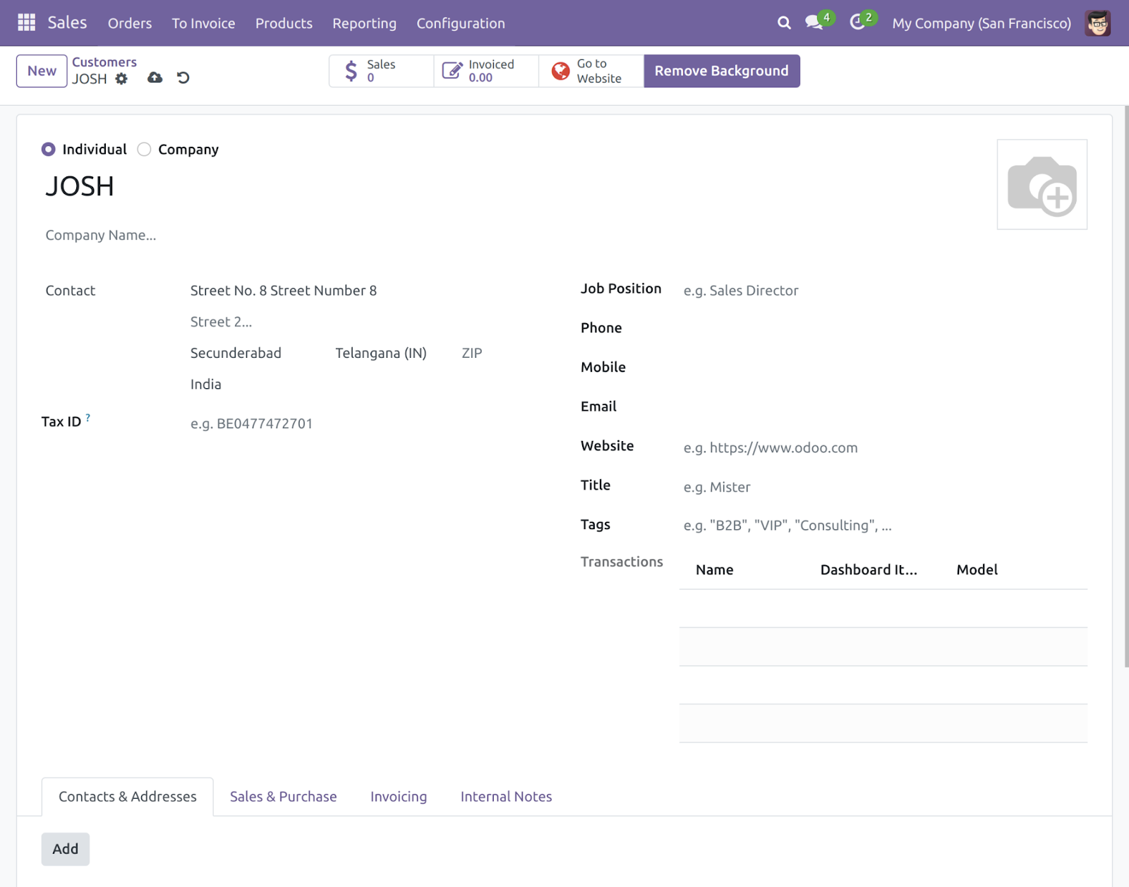 Pelengkapan otomatis alamat pelanggan Odoo