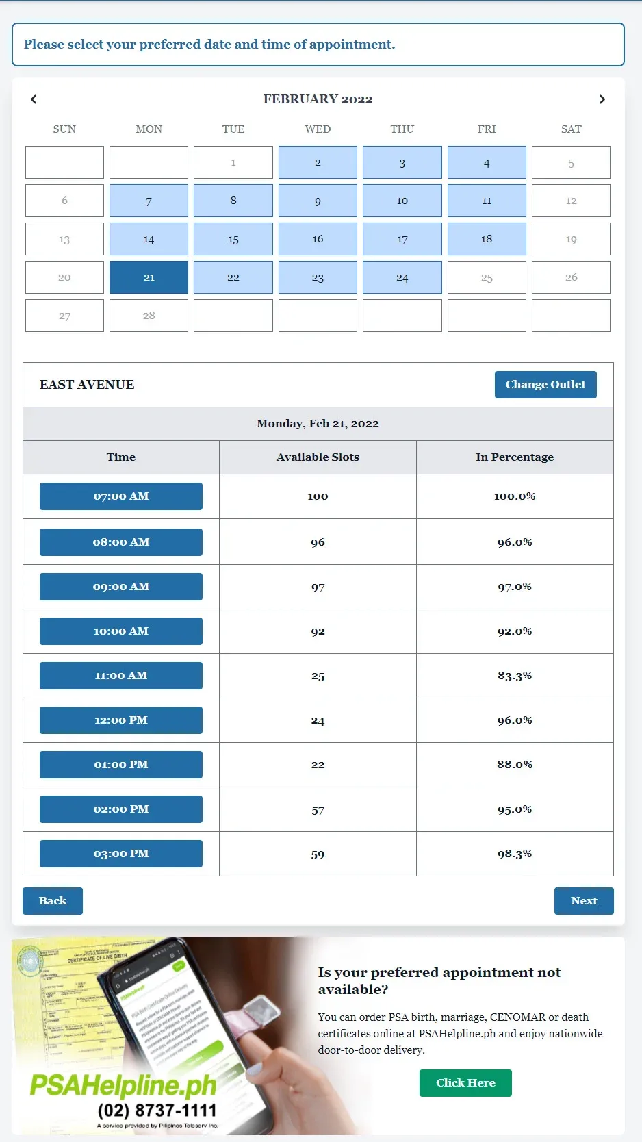 Langkah 6 dari Janji Temu Online PSA
