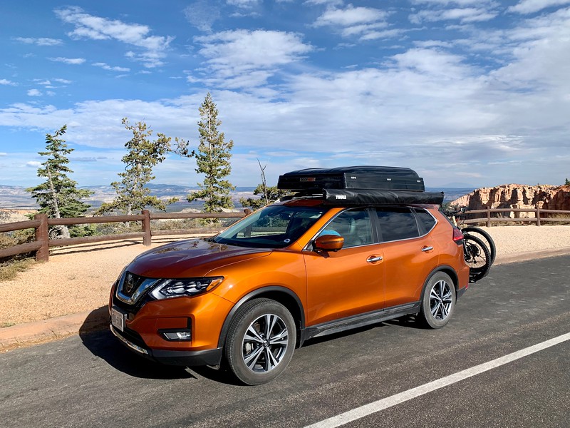America's Adventure Couple Lina and David Stock Jr of beragampengetahuan Adventure Travel Blog's Nissan Rouge kitted out for overland adventure in the USA.