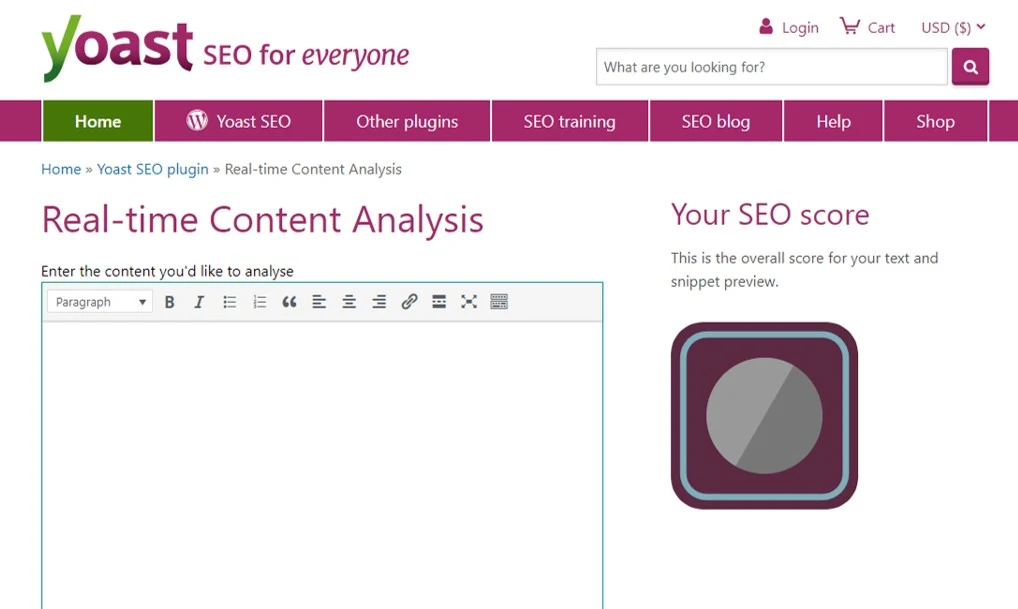 Yoast real-time content analysis free blogging tool