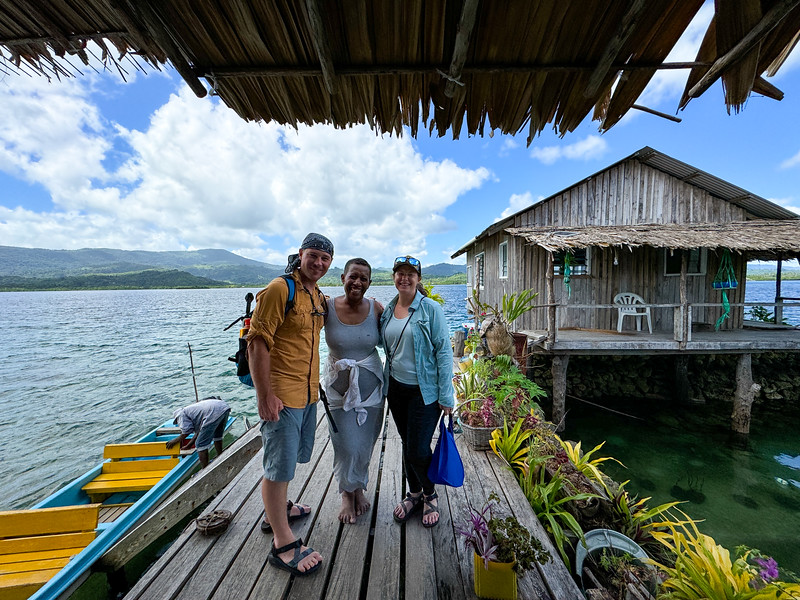 Lina and David Stock at Taflabana artificial island in Malaita, Solomon Islands