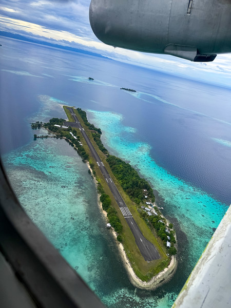 Gizo airstrip seen from the airplane - Solomon Islands