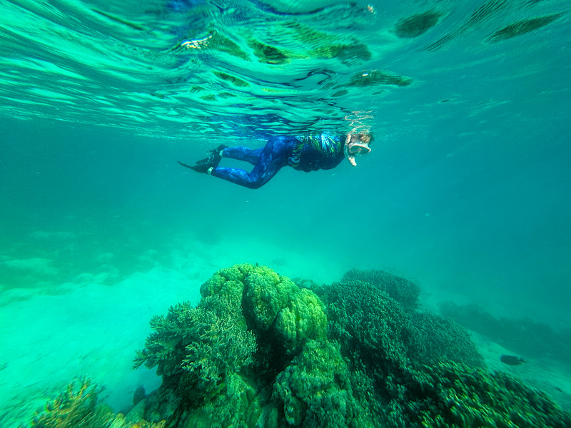 Lina Stock snorkeling at Hopei Island in the Solomon Islands
