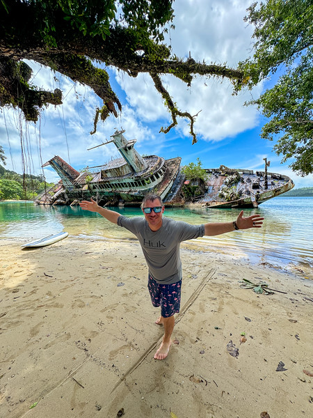 David Stock near the wreck of the MV World Discoverer at Roderick Bay, Solomon Islands