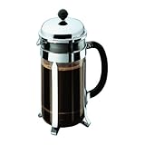 Bodum 34oz Chambord French Press Coffee Maker, High-Heat Borosilicate Glass, Polished Stainless Steel – Made in Portugal
