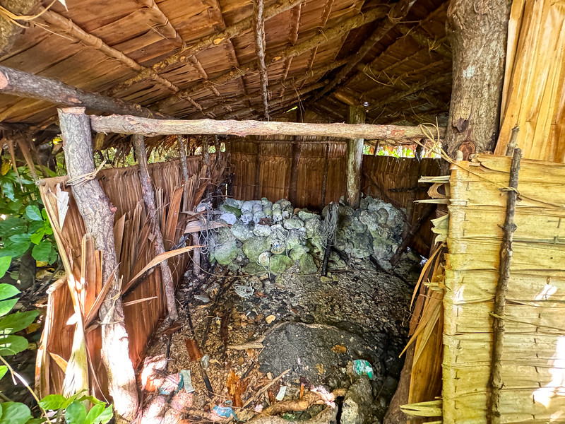 Interior of spirit house in Langa Langa Lagoon, Malaita, Solomon Islands