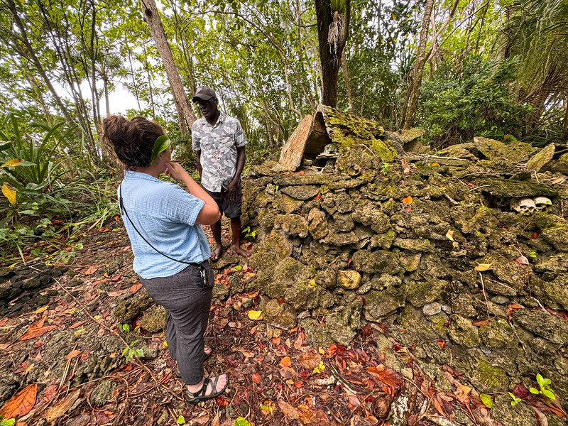 Lina Stock with guide Harold on Skull Island in Solomon Islands