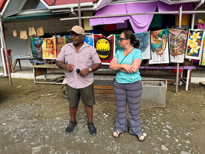 Lina Stock with guide at the Honiara Craft Market, Solomon Islands