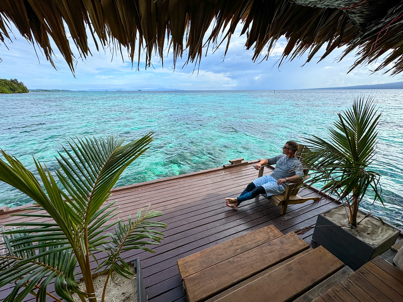 David Stock relaxing at Fatboys Resort in the Solomon Islands