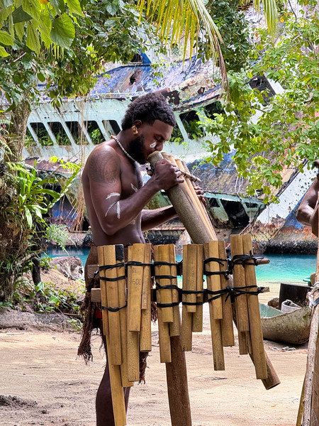 Panpipe performance at Roderick Bay, Solomon Islands