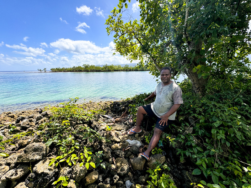 Edwin Sofaemaena telling us about shark calling in Langa Langa Lagoon, Malaita, Solomon Islands