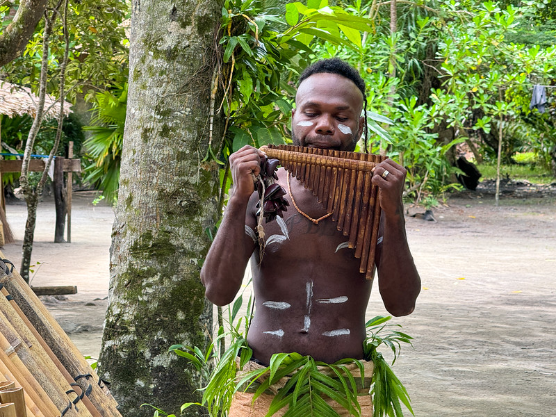 Panpipe performance at Roderick Bay, Solomon Islands