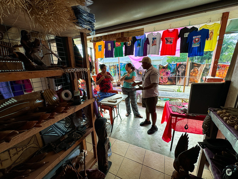 Lina Stock with guide at the Honiara Craft Market, Solomon Islands