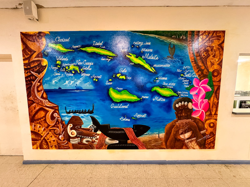 Art map of Solomon Islands in Honiara International Airport