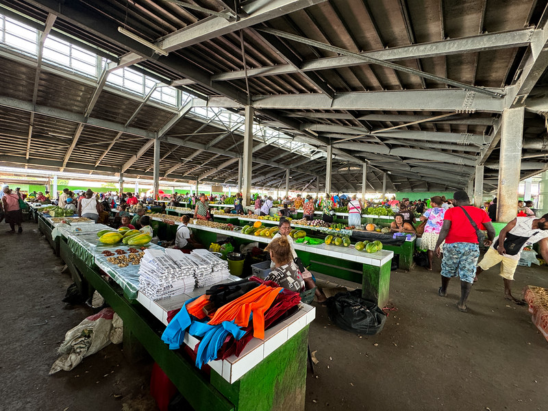 Food stalls at the Honiara Central Market in Solomon Islands