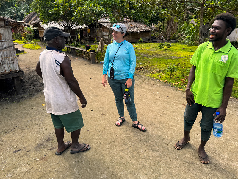 Lina Stock talking to members of the Haroro Village at Roderick Bay, Solomon Islands