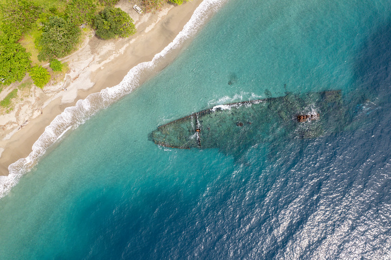 WWII shipwreck at Mbonegi Beach on Guadalcanal, Solomon Islands