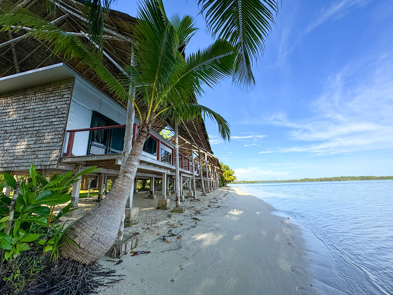 Beach bungalows at Zipolo Habu Resort, Munda, Solomon Islands