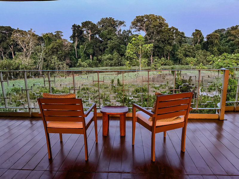 Lounge area on Delfin III in Iquitos, Peru