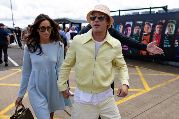 Brad Pitt and girlfriend Ines de Ramon at the 2024 British Grand Prix.