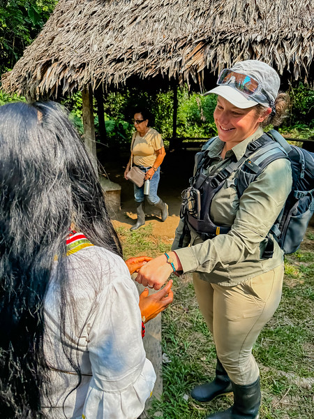 Lina Stock being blessed by an Amazon shaman near Iquitos, Peru