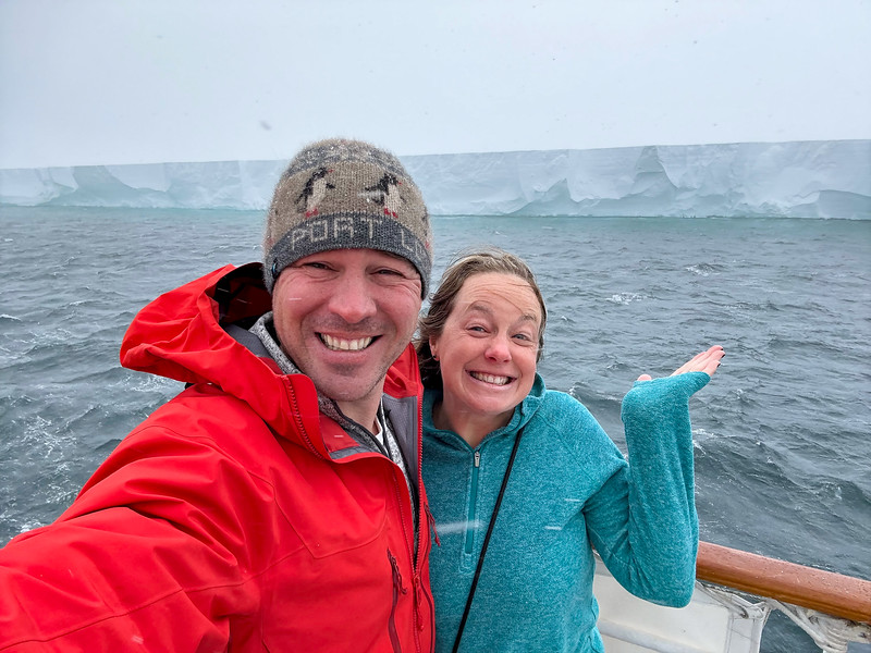 Lina and David Stock at the Ross Ice Shelf in Antarctica
