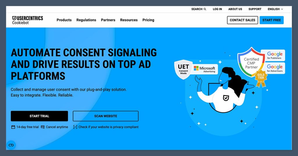 Cookiebot by Usercentrics Homepage