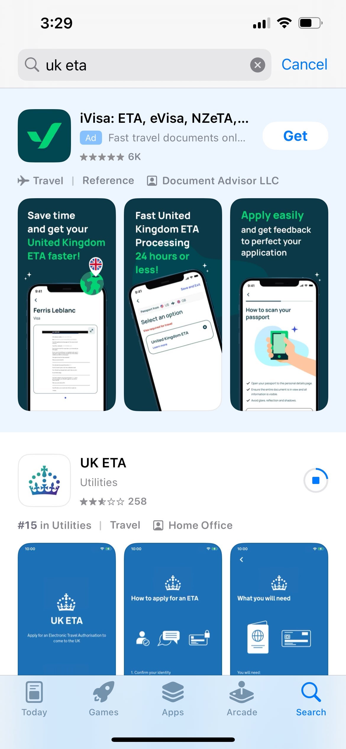UK ETA memuat di Apple App Store. apel
