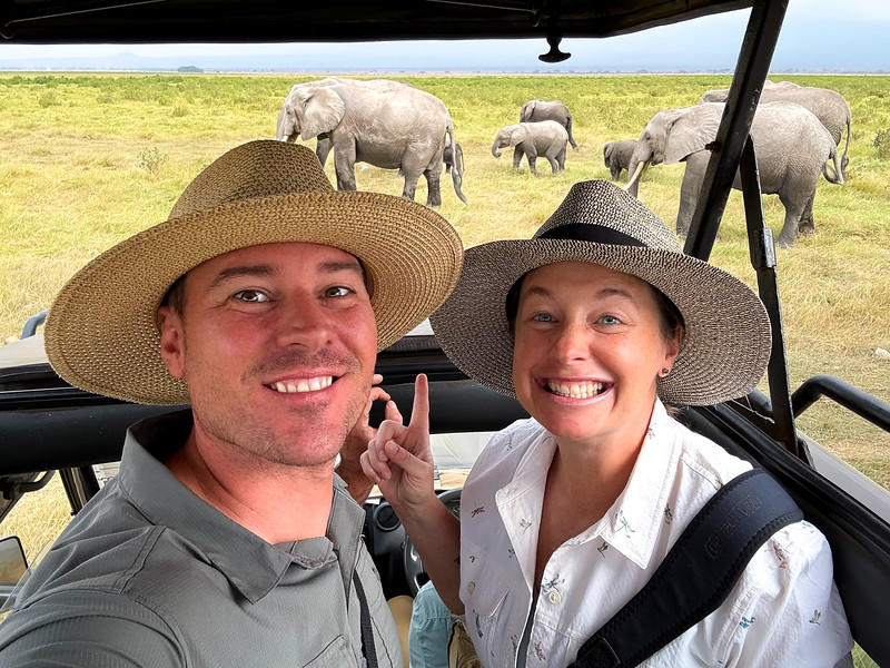 Lina and David Stock on safari in Kenya