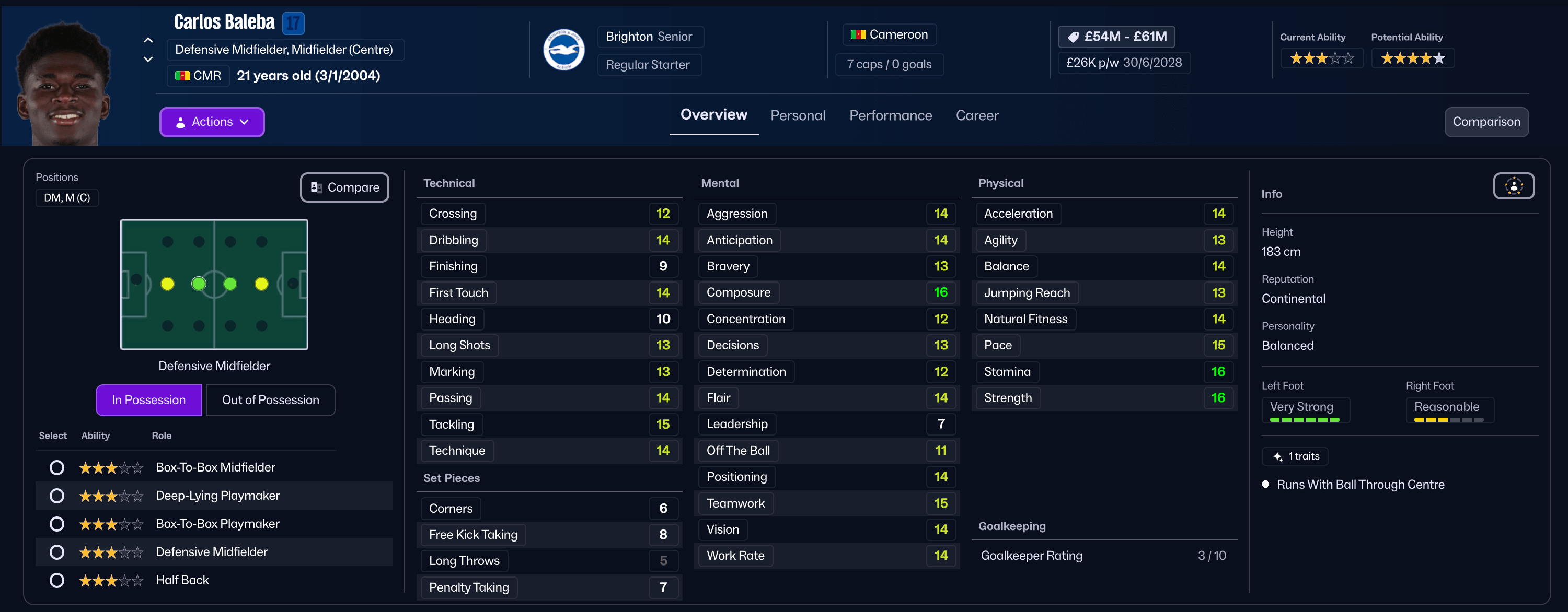 FM26 Baleba stats