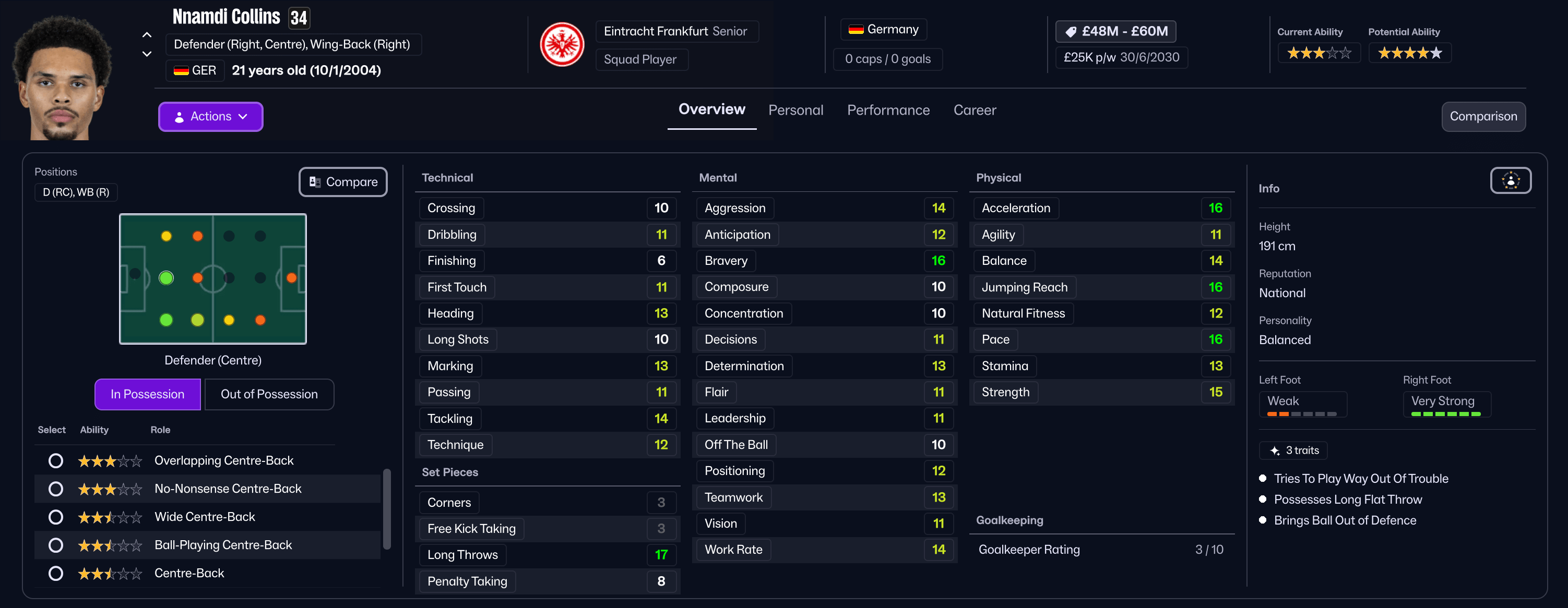 FM26 Collins stats