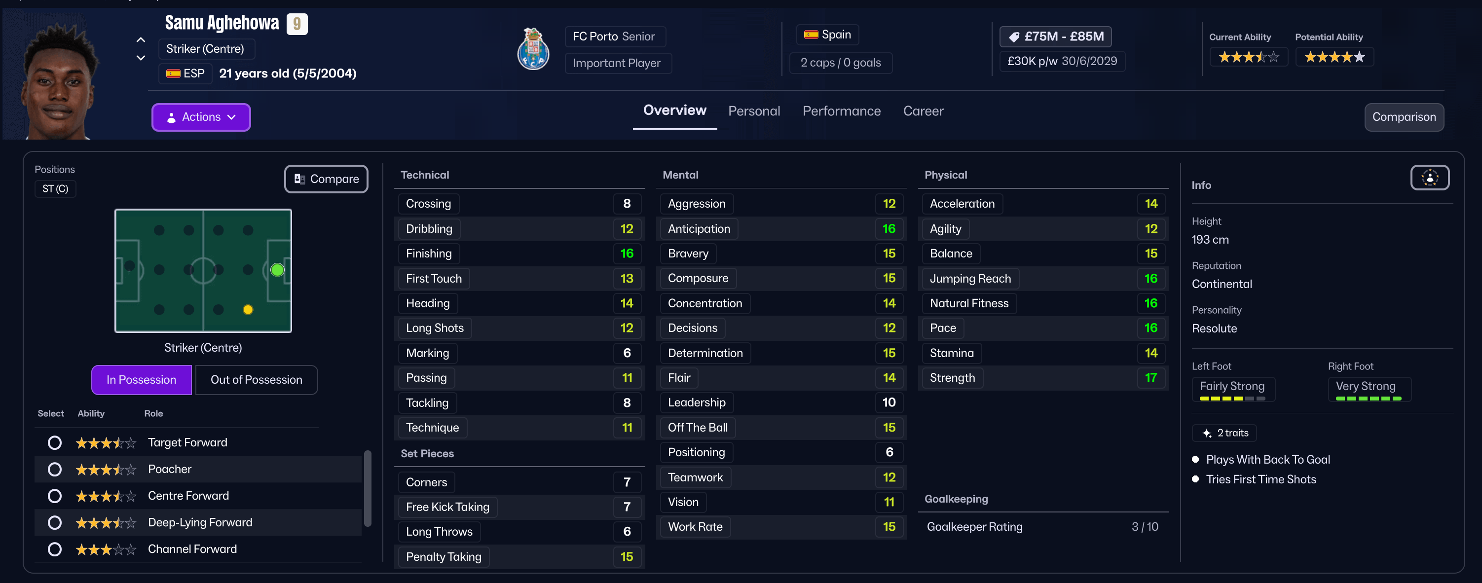 FM26 Aghehowa stats