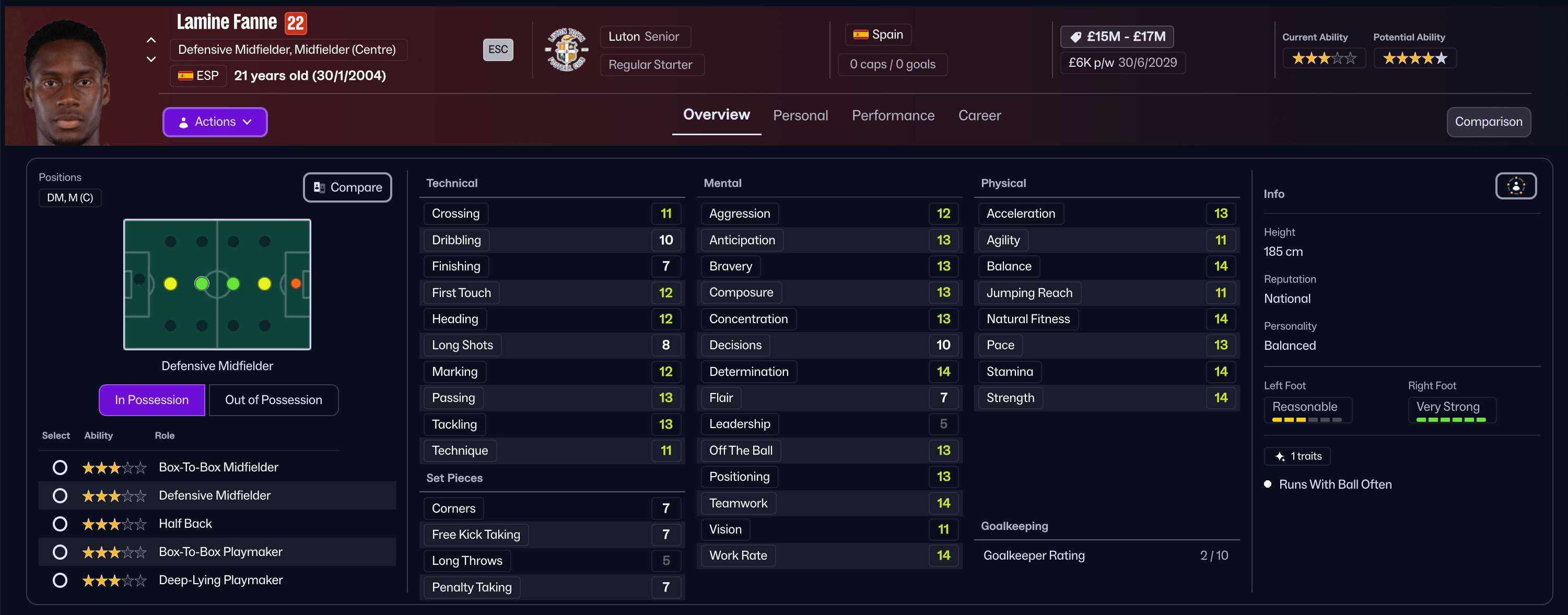 FM26 Fanne stats