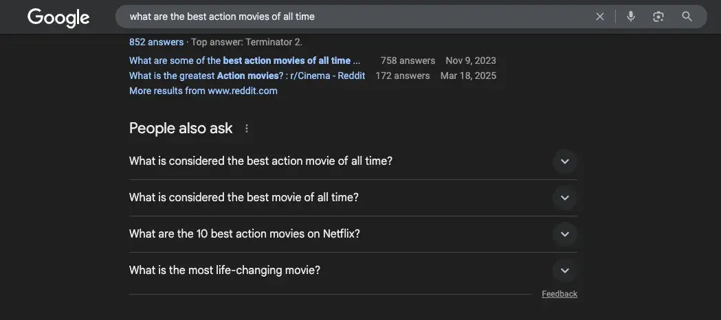 screenshot showing the “people also ask” questions on google