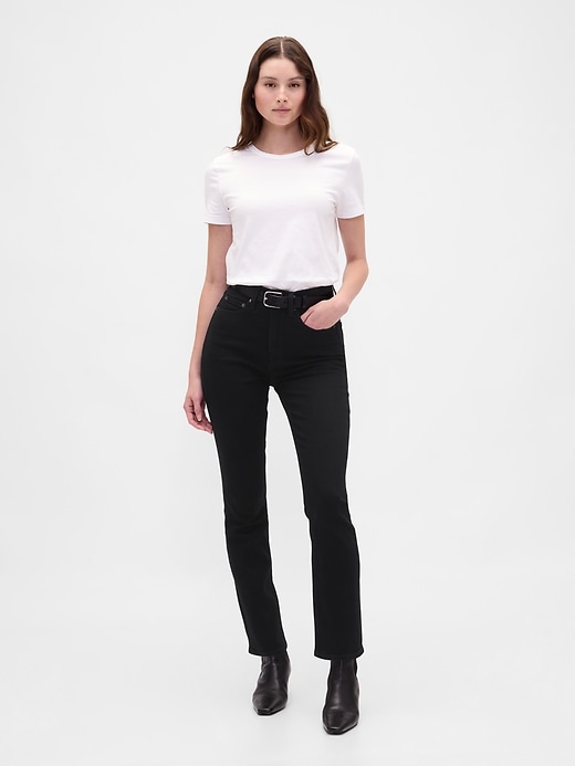 Celana jeans slim-fit pinggang tinggi antik.