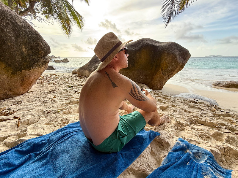 David Stock at Anse Georgette, Praslin Island, Seychelles