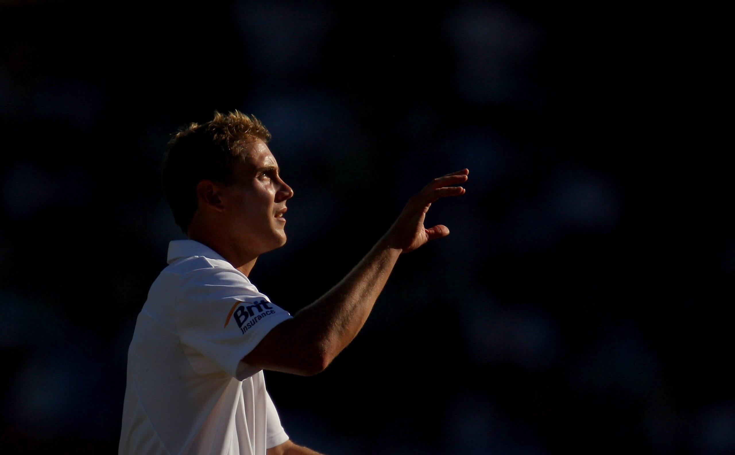 Stuart Broad bowling on day one at Adelaide in 2010