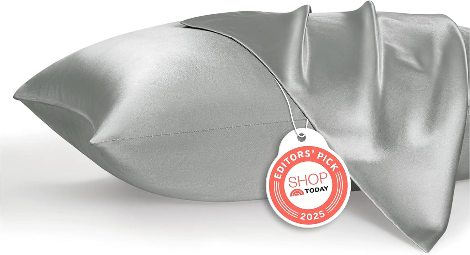 Sarung Bantal Satin Bedsure Mirip dengan Sarung Bantal Sutra Ukuran Queen Set 2 Sarung Bantal Pendingin dengan Penutup. Kado dekorasi ruangan Natal untuk wanita dan pria, abu-abu silver, 20x30 inci, 2 buah