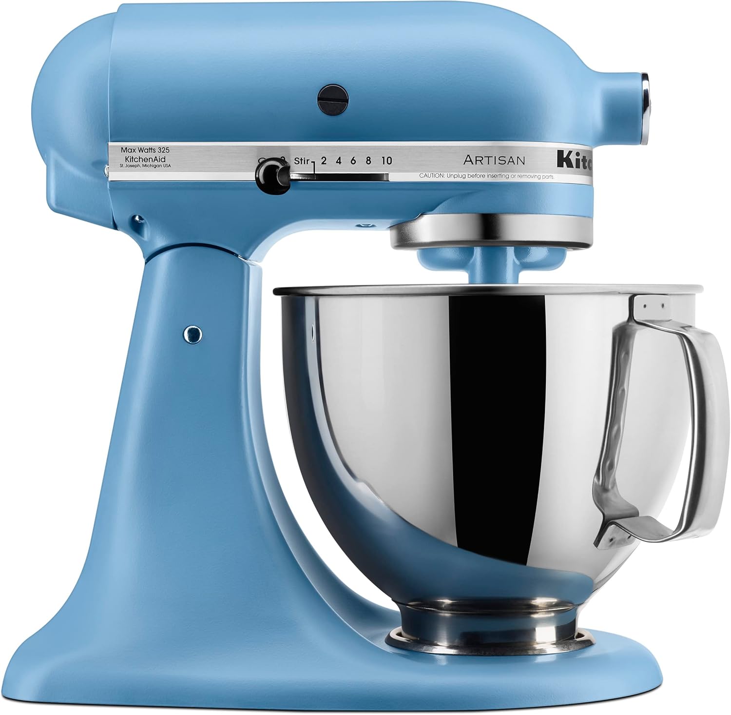 Kitchenaid Artisan Series 5 Quart Tilt Head Stand Mixer dengan Pour Shield Ksm150ps, Blue Velvet