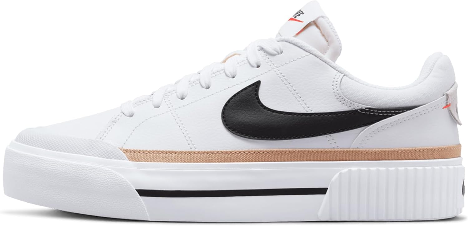 Sepatu Lift Legacy Lapangan Wanita Nike Putih/Hitam-Tim Rami Oranye 11.5