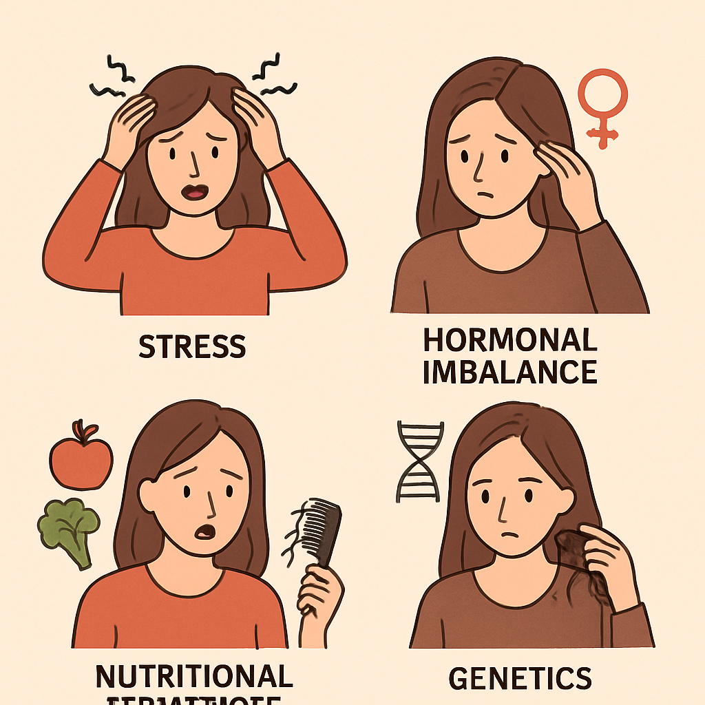 Illustration of various causes of hair loss