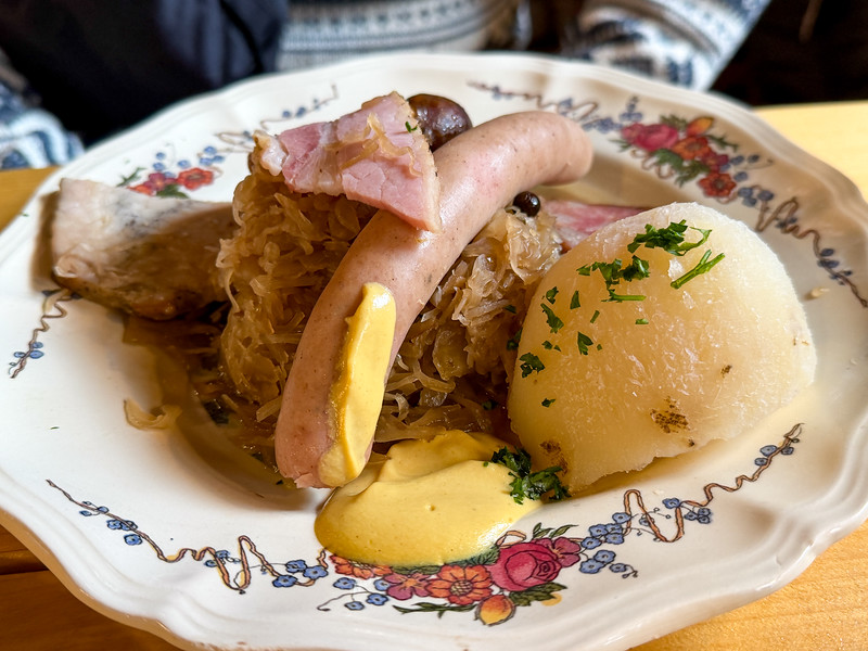 Traditional German sausage served at the Quebec City German Christmas Markets