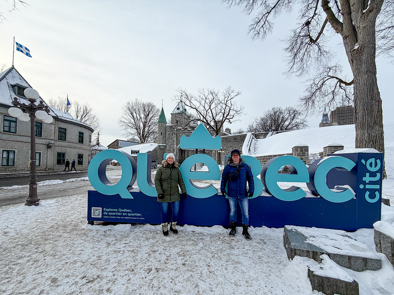 Lina and David Stock in Quebec City during winter
